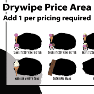 Drywipe, Chalkboard or Vinyl Number Pricing Areas (Add 1 per Pricing Area Required)