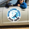 circular magnetic sign on a cleaning company car