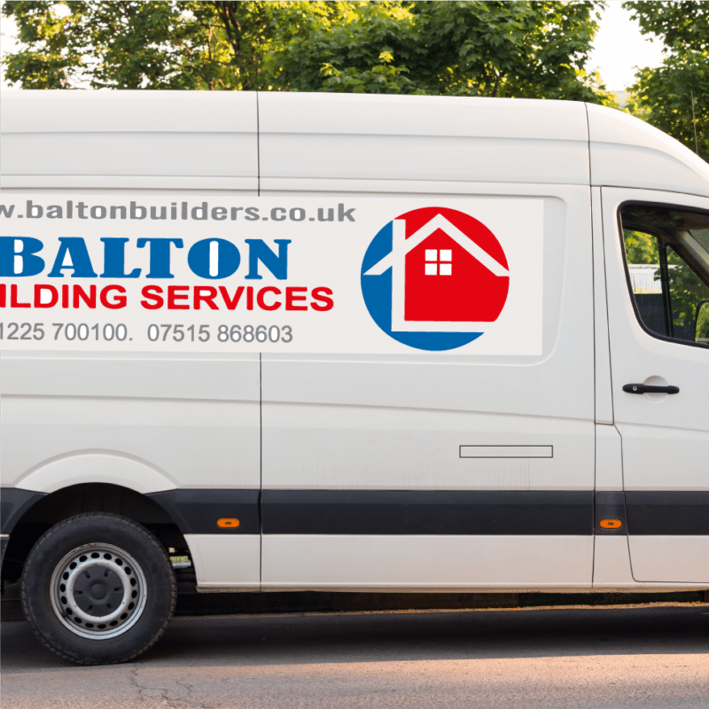 magnetic van sign on the side of a van showing company name, logo and contact details