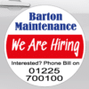 magnetic Van signs on a Van showing recruitment message and contact details