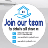 magnetic Van signs on a Van showing staff wanted message and contact details