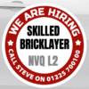 magnetic Van signs on a Van showing staff wanted message and contact details
