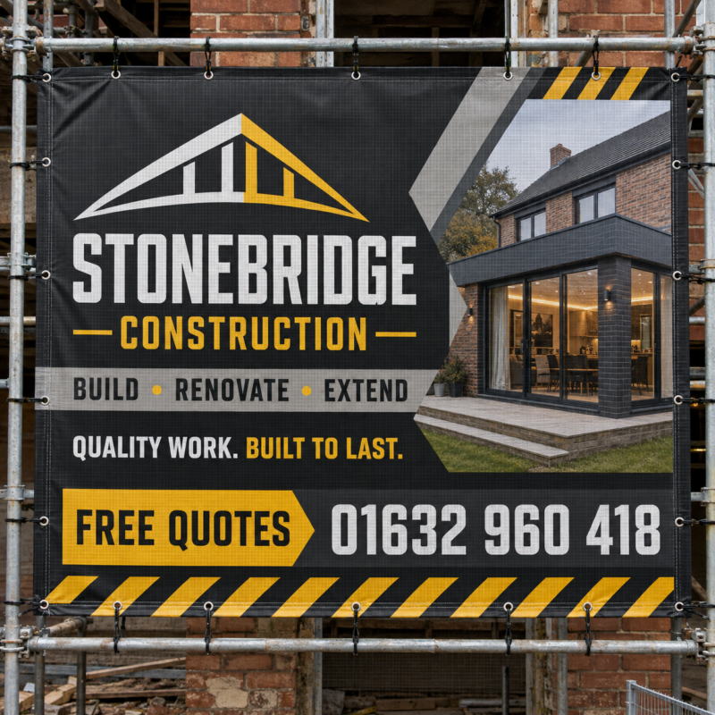 450gsm ripstop construction site banner