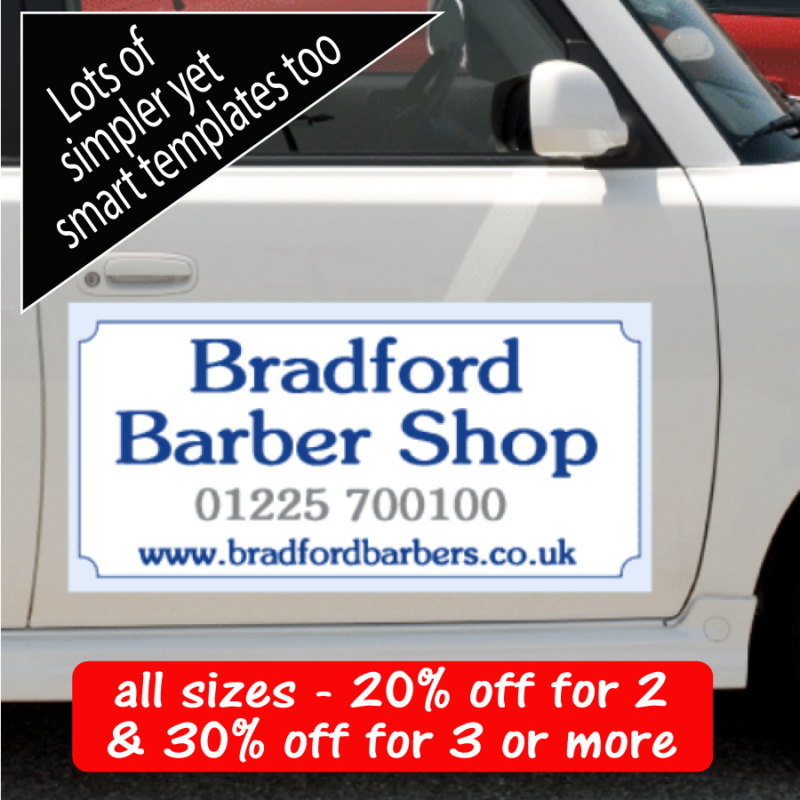Magnetic car sign on the side door of vehicle