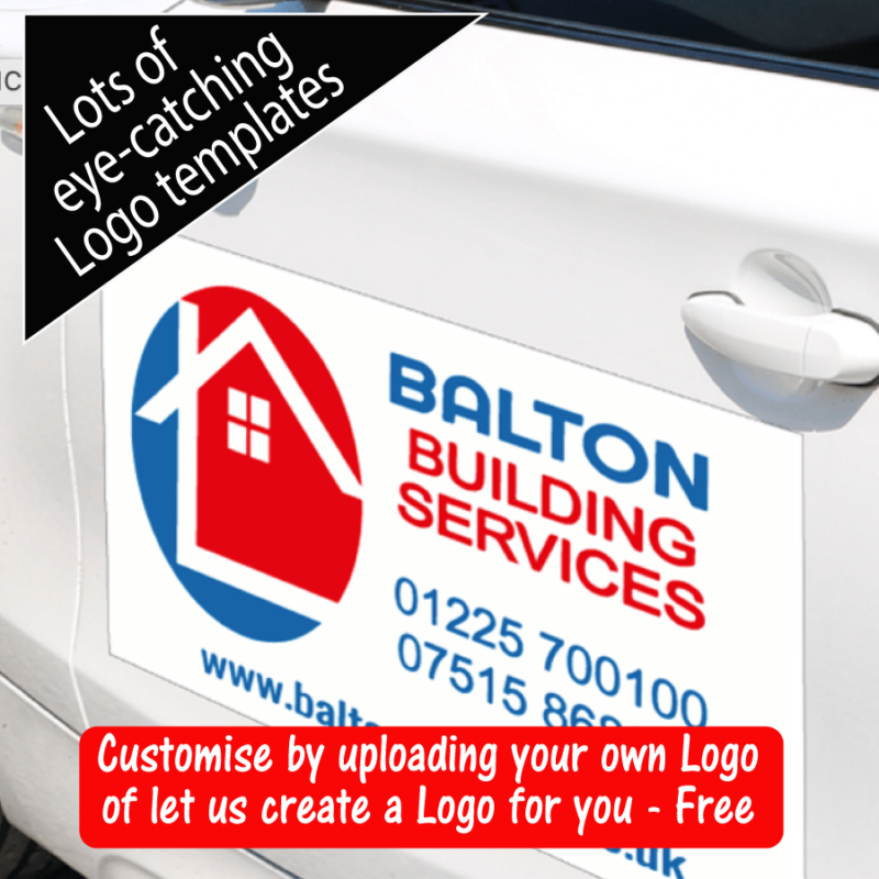 Magnetic Van sign with bold logo on the side door of Van