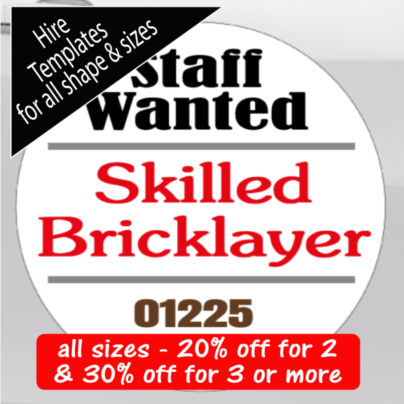 Magnetic Van sign advertising for staff on the side panel of Van