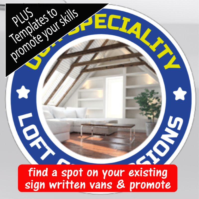 Magnetic Van sign with bold picture on the side panel of Van