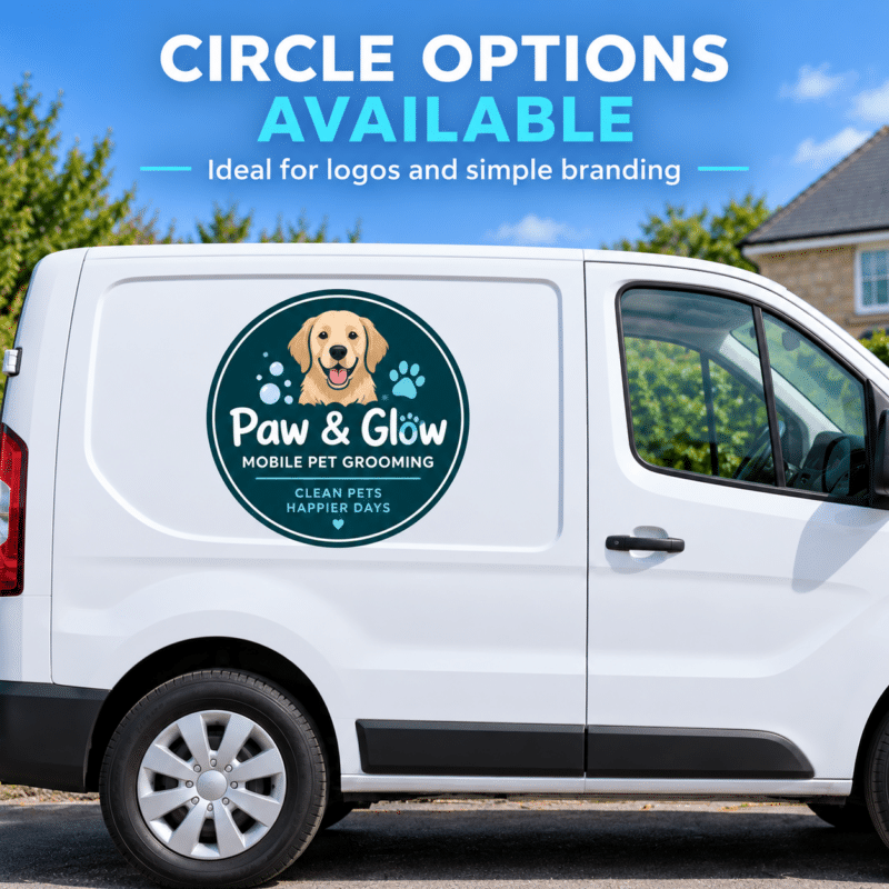 Circular magnetic van signs for simple logo based vehicle branding