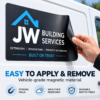 Easy apply magnetic vehicle sign with strong hold and weather resistant finish