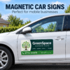 Magnetic car signs for mobile businesses fitted to a car door