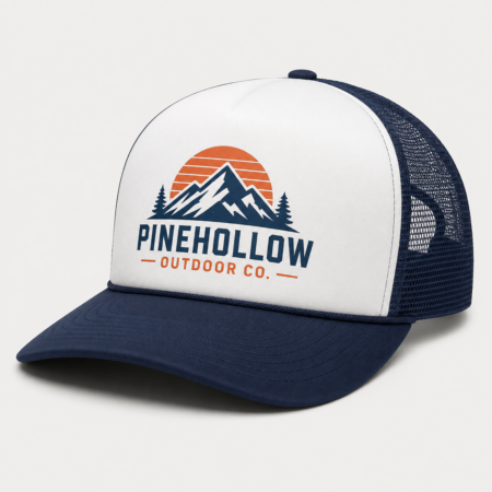 Personalised printed trucker cap with a professionally printed logo on the front panel