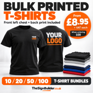 Bulk Printed T-Shirts – Custom Front Left Chest & Back Print