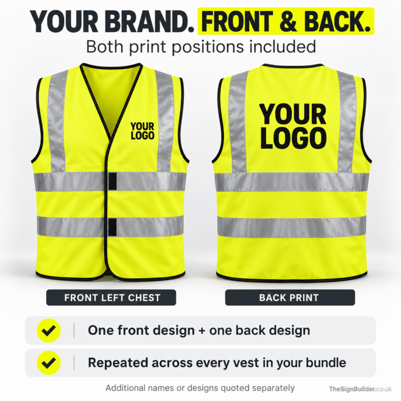 Front and back hi vis vest branding 2